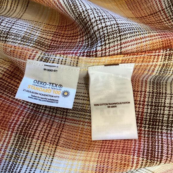 Lands End Blake Shelton Top Size Small NWT Sleeveless Plaid Orange White Ruffles - Picture 8 of 8